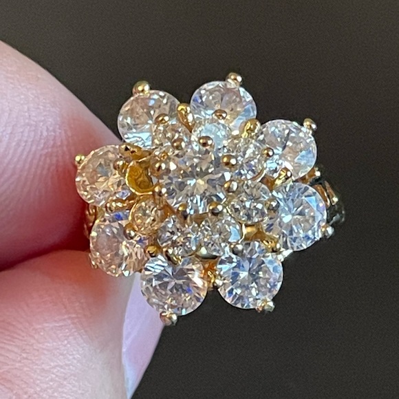 Austrian crystal 18k gold plated flower ring - Picture 5 of 9